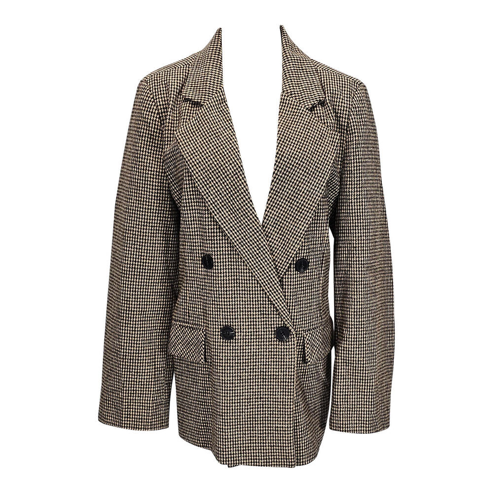 Shein Vintage Chic Houndstooth Women's Blazer - Double Breasted Elegance/XL